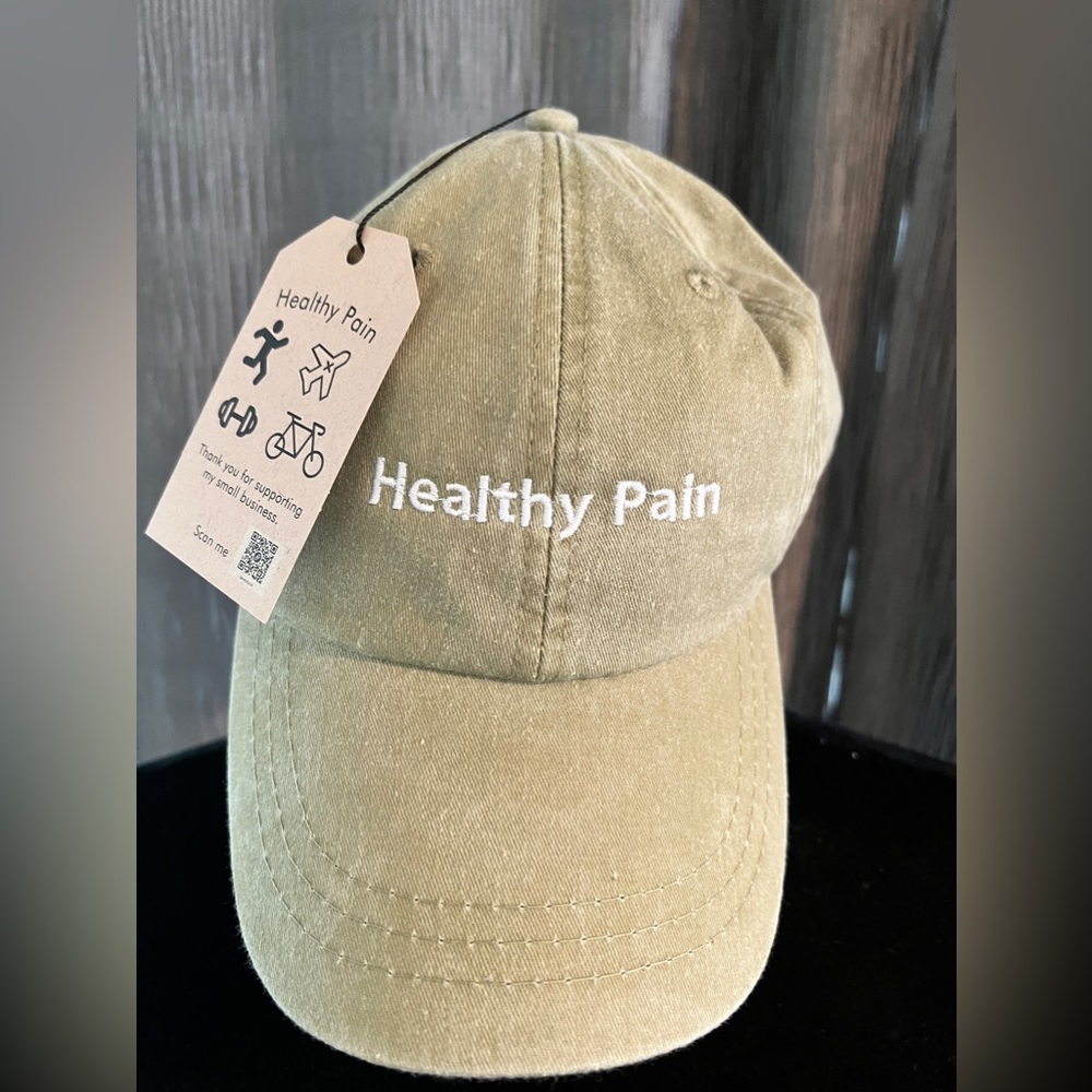 Green washed Color hat “Healthy Pain” logo